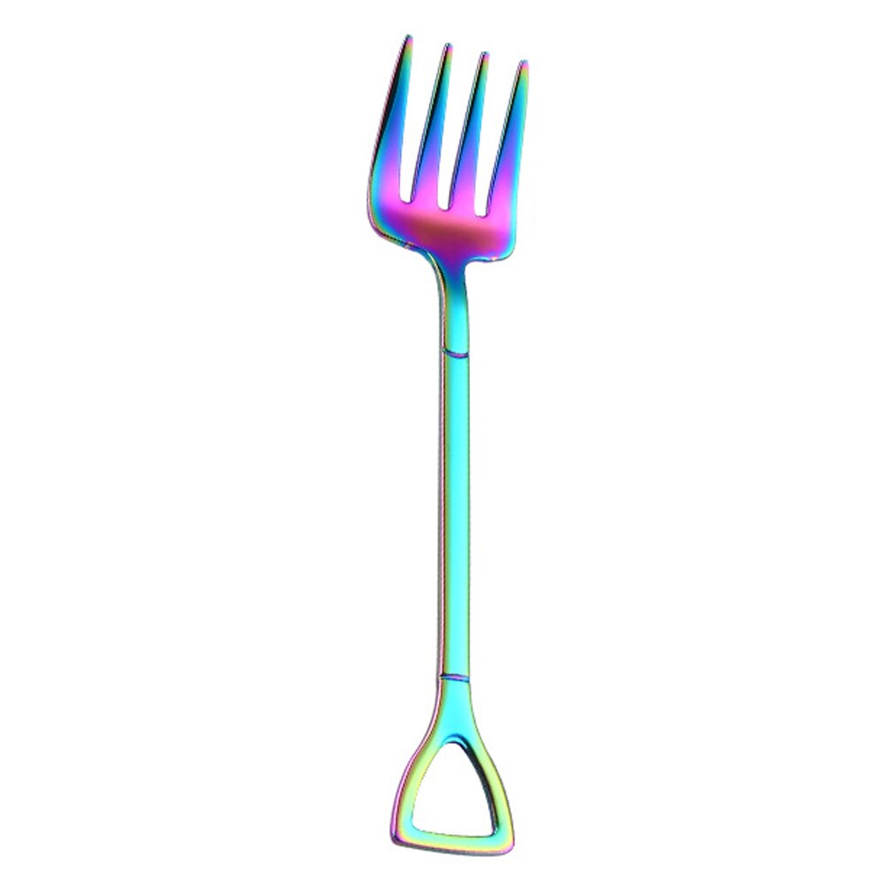 Colorful Metal Spoons Forks Stainless Steel Small Shovel Ice Cream Spoon Fork Tableware Coffee Stirring Spoon Kitchen Accessory: multi fork