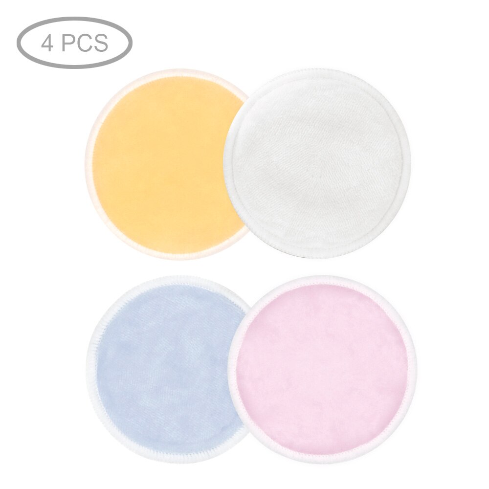 Toallitas limpiadoras reutilizables de algodón para maquillaje, desmaquillantes, lavables, de tres capas, de bambú suave con bolsa de lavandería de malla, herramienta de maquillaje: 4pcs 4 Colours