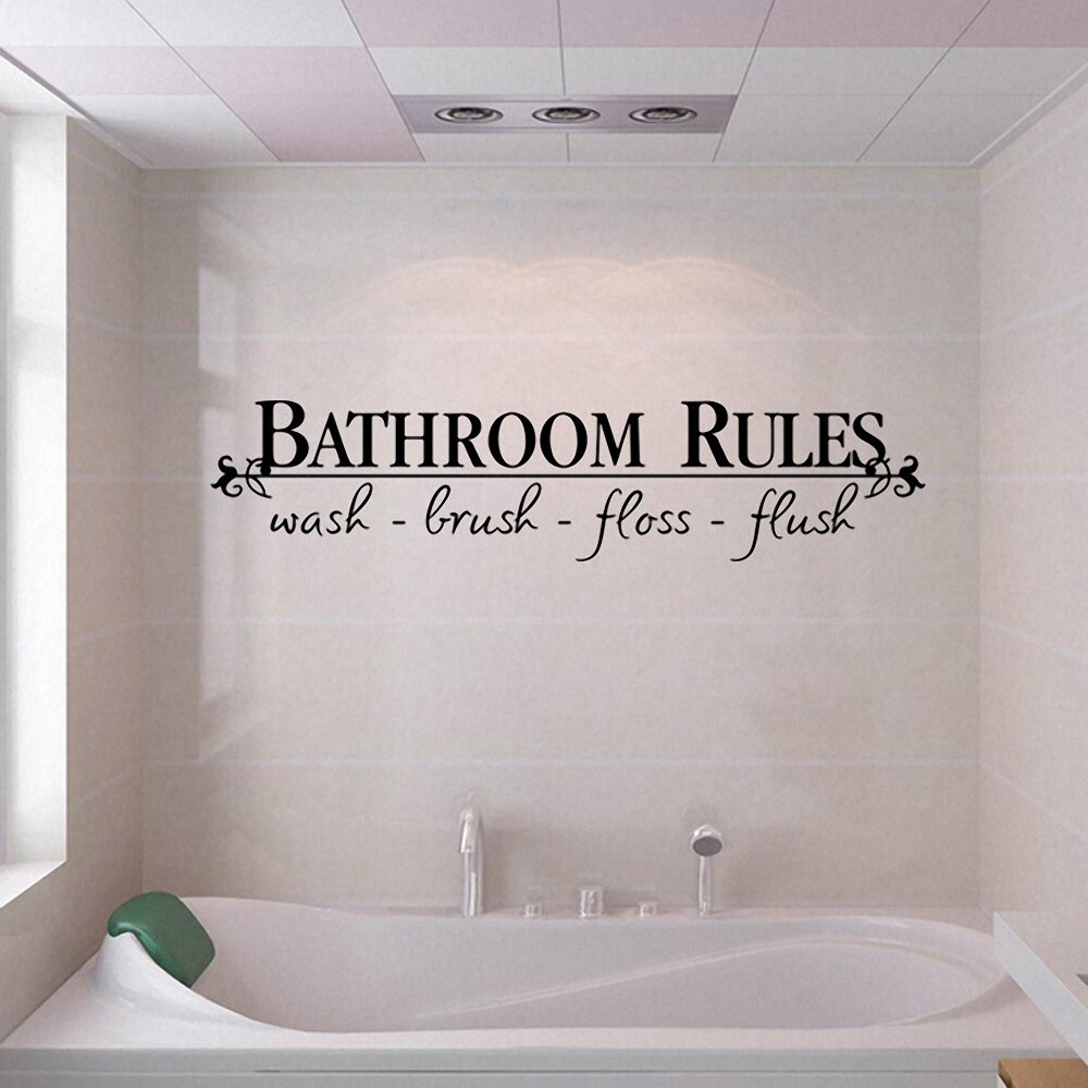 Bathroom Rules Wall Stickers Quote Bathroom Sticker Art Decal DIY Bath Background Waterproof Toilet Washroom Home Decor