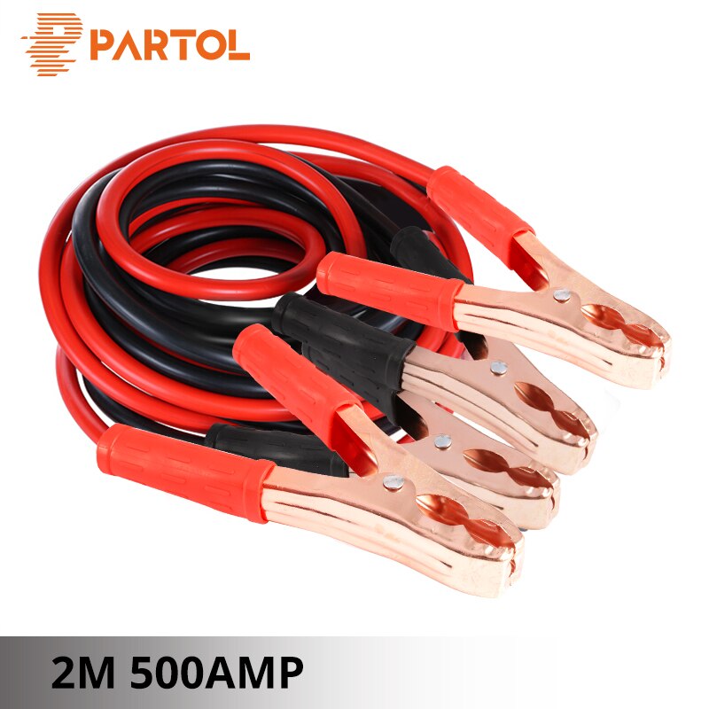 2M 500AMP Car Battery Jump Cable Booster Cable Emergency Jump Starter Leads for Van SUV Double-ended With Clamps Clips