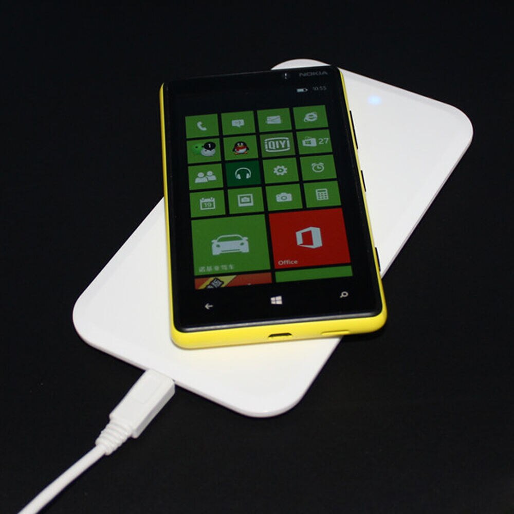 Ultra-Thin Universal QI Wireless Charger Plate For Android Phones Rectangle Portable 1000mA Charging Pad White Black