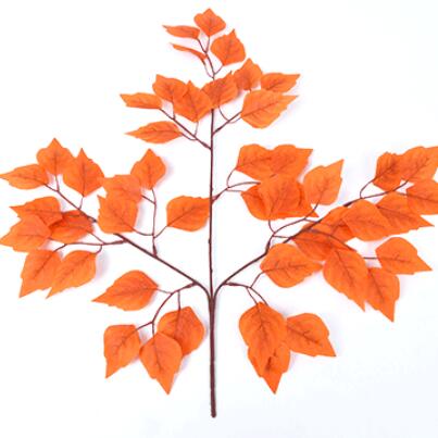 12pcs 55cm Artificial Birch Tree Leaves Branch For Plant Wall Background Wedding Home Hotal Office Bar Decorative: Orange