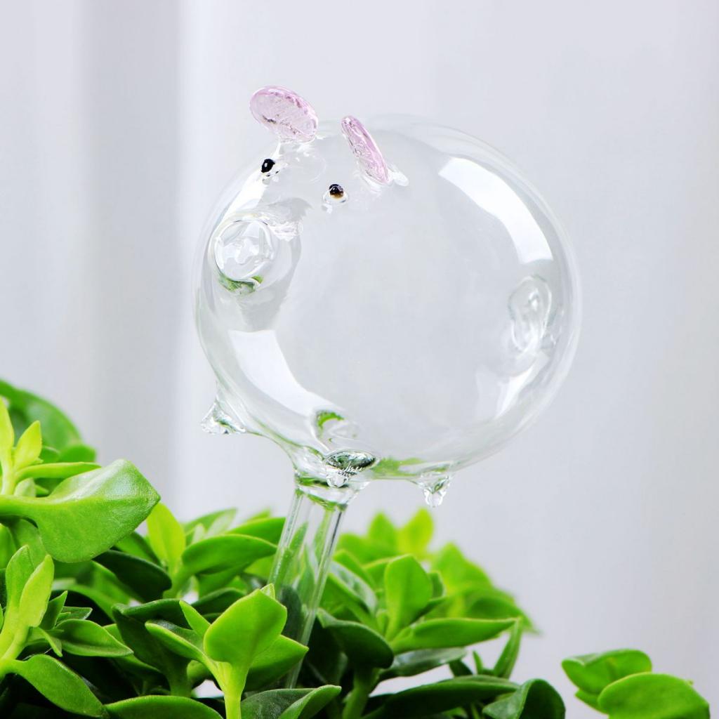 Waterer Self Watering Globes,Pig Shaped Mini Durable Glass Watering Bulbs