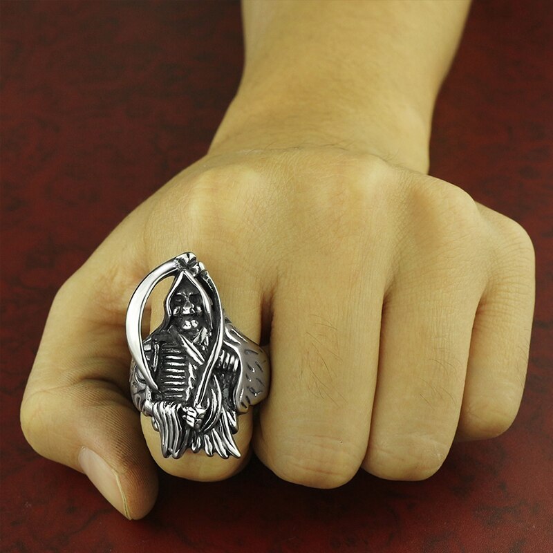 Anello Da Uomo In Acciaio Inossidabile Fuso Grim Reaper , Anello - Foto 13