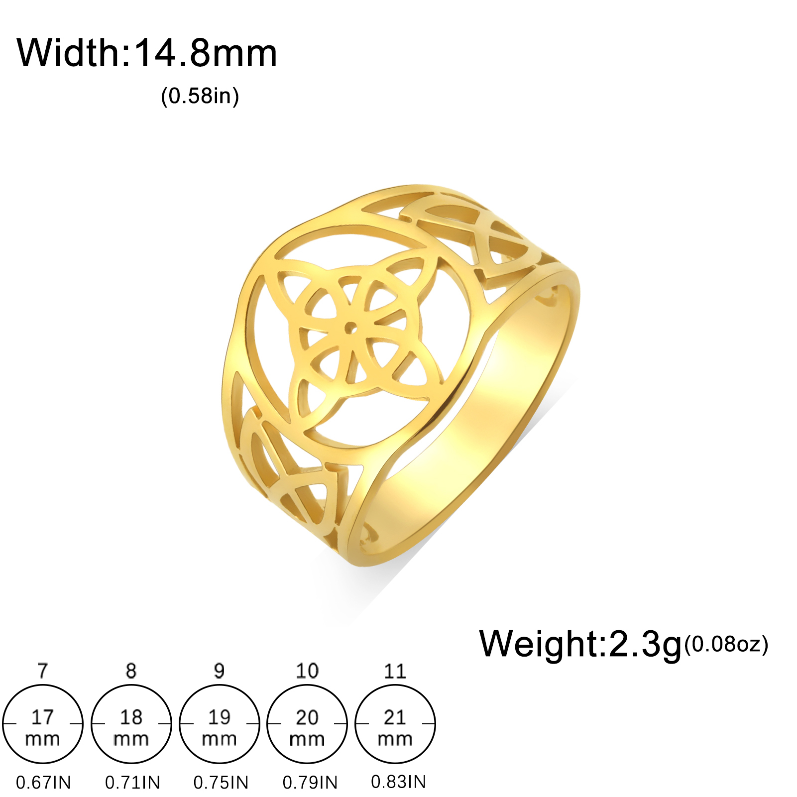 Skyrim Stainless Steel Witch Knot Ring Women Men Finger Rings Witchcraft Wicca Triquetra Celtics Knot Amulet Protection Jewelry: 8 / Gold