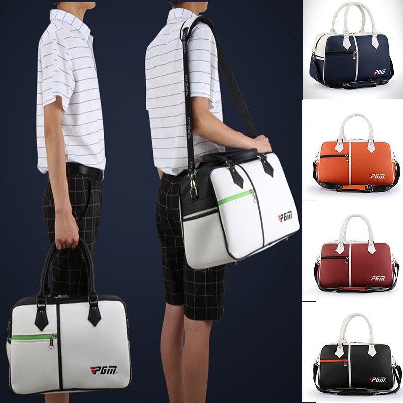 Sacca da golf maschio femmina borsa da golf abbigliamento scarpe borse in PU impermeabili a doppio strato di grande capacità e T8