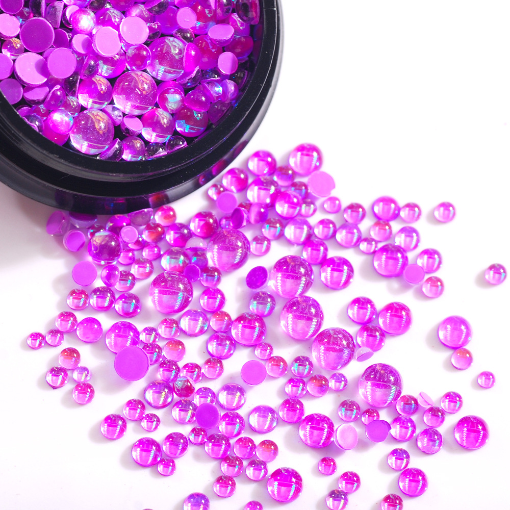 10G Gemengde Grootte Nail Art Mermaid Ronde Glazen Steentjes Mermaid Plaksteen Crystal Diy 3D Kralen Glitter Stones Decor Accessoires: Purple