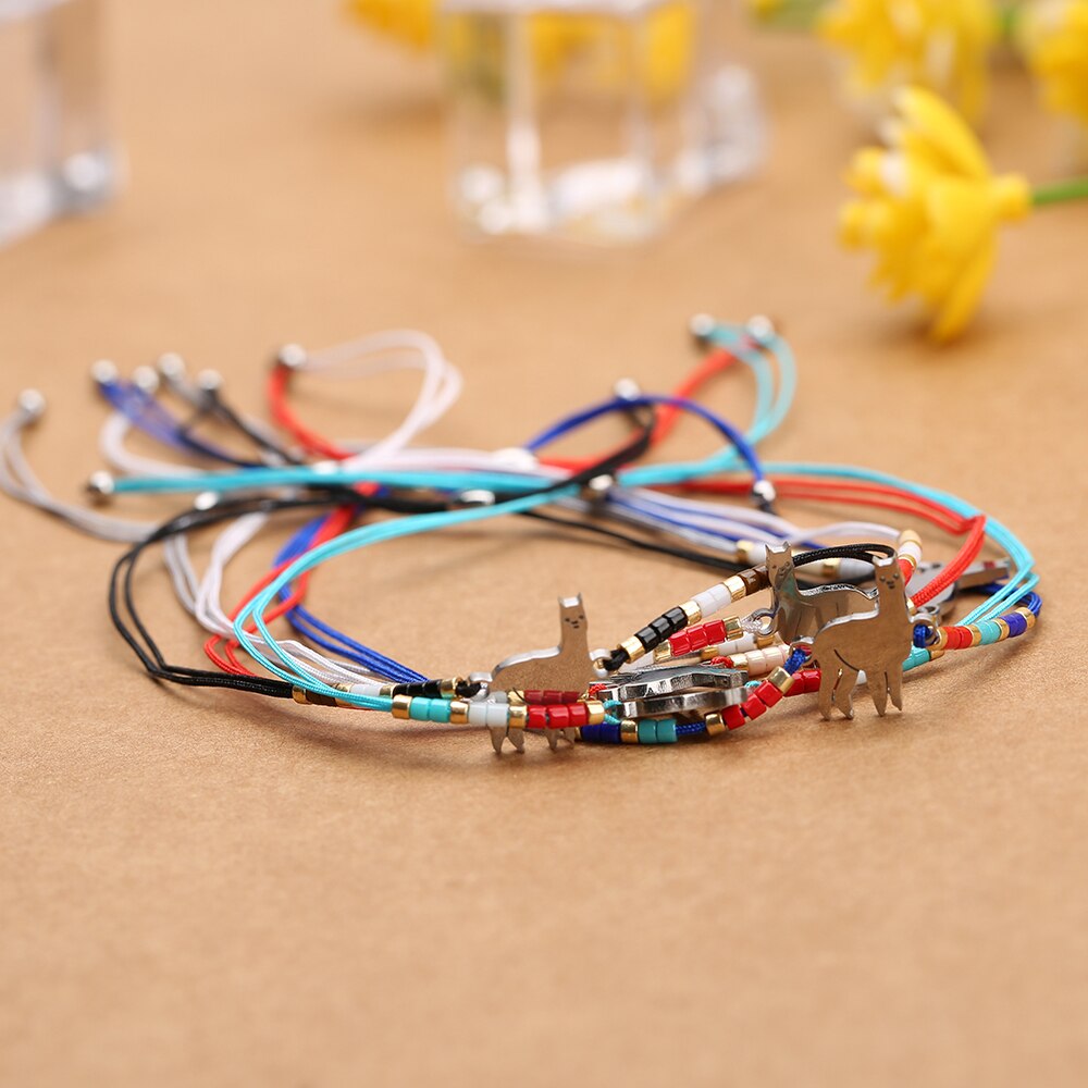 Rttooas Alpaca Charm Bracelets Miyuki Delica Seed Beaded Bracelet Pulseras Mujer Moda Handmade Woven Jewelry