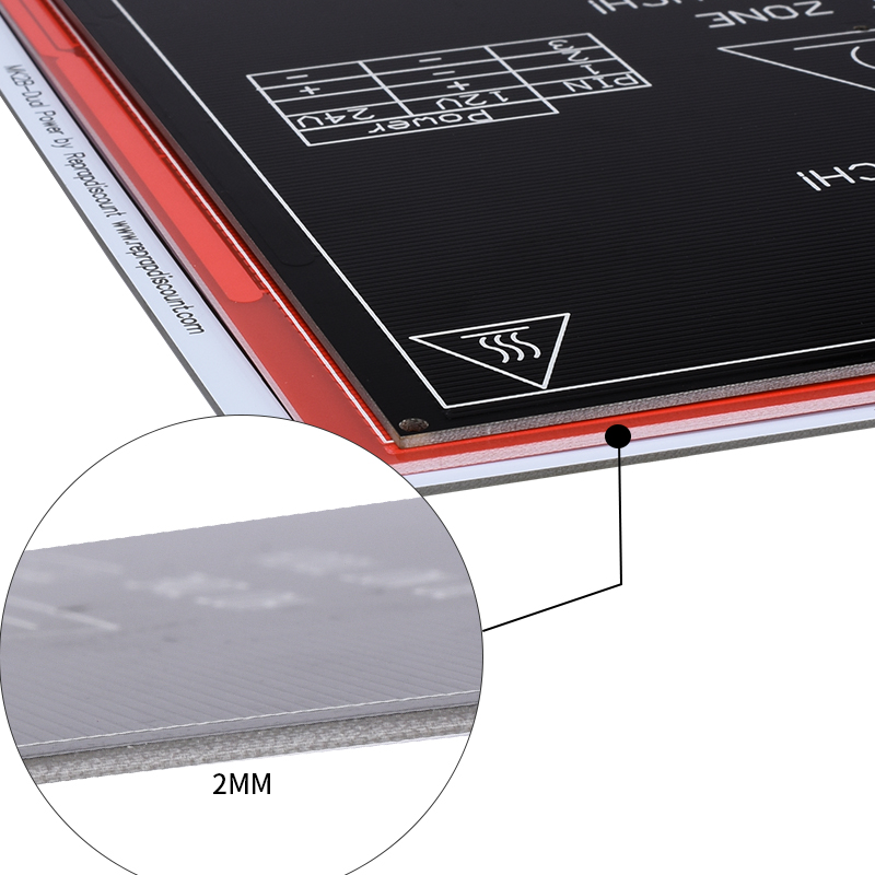 MK2B Heatbed 214 * 214*2mm with led and Resistor and cable Plate Mendel MK2A PCB Heatbed For 3D Printer