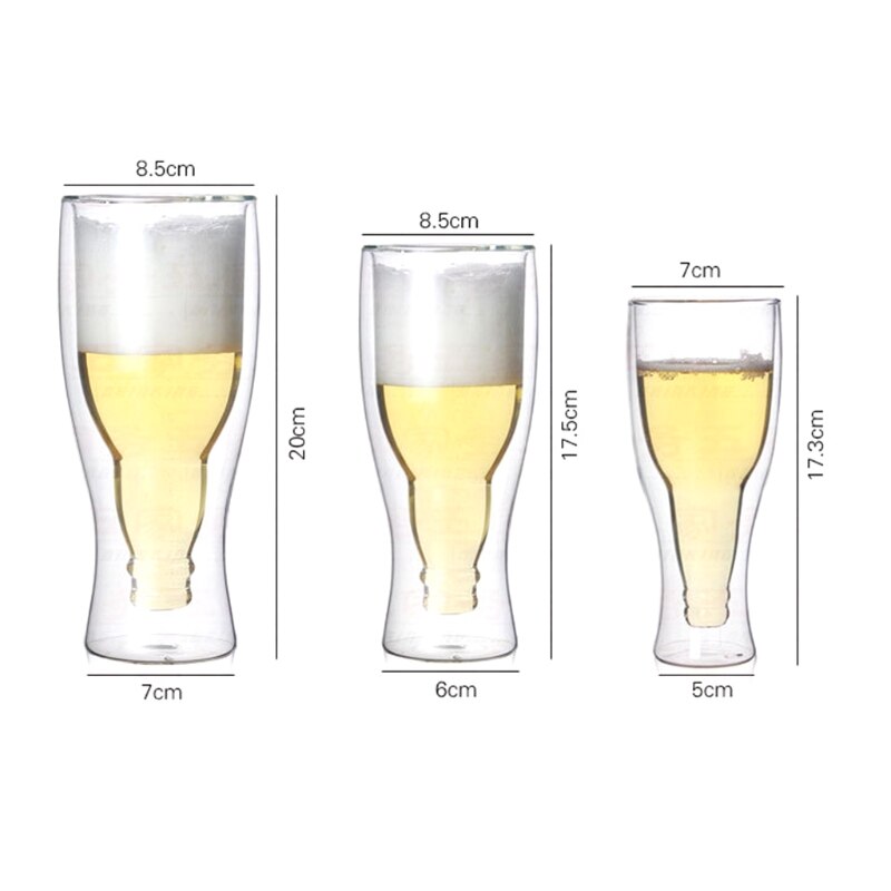 Borosilicate Double Wall Beer Glass Beer cups 250ml 350ml 450ml Juice Beverage Glass Beer Cup Simple