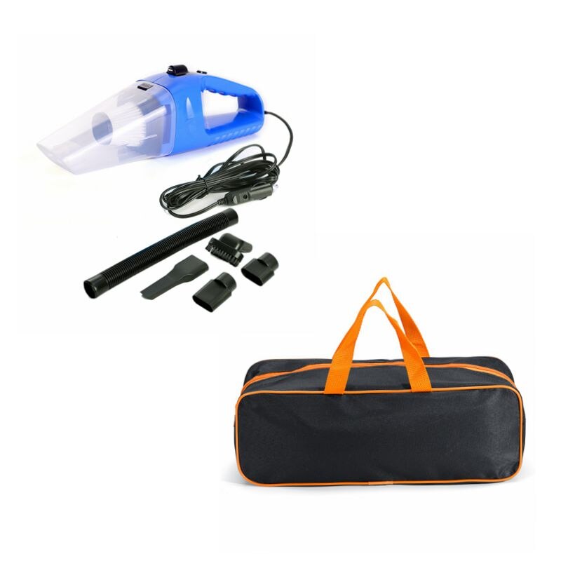 Aspirateur de voiture à main Portable noir, nettoyage DC, double usage sec et humide, puissant, 12V 120W: Blue and bag