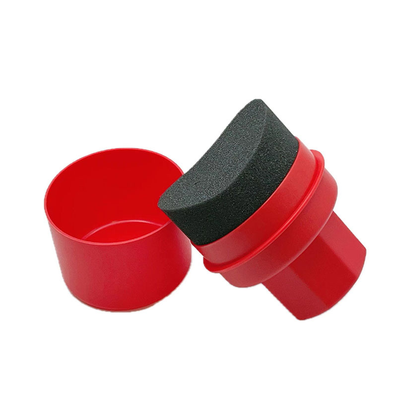 Autowiel Polijsten Waxen Gebogen Band Sponsborstel Met Cover Band Schoon Contour Dressing Applicator Pads voor Auto-accessoires: Rood