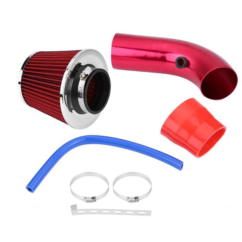 76Mm/3Inch Auto Cold Air Intake Kit Universal Alumimum Auto Cold Air Intake Pipe Filter Inductie systeem Kit Auto Accessoires: Rood