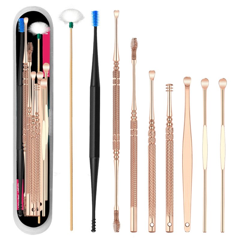 Oor Cleaner Kits Rvs Earpick Wax Remover Curette Veer Oor Pick Oor Schoner Lepel Spiraal Oor Schoon Tool S