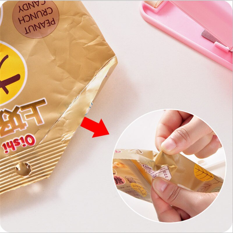 Mini sellador portátil de bolsas de plástico para alimentos, máquina selladora de bolsas para aperitivos, embalaje de alimentos, bolsa de almacenamiento de cocina, Clips,