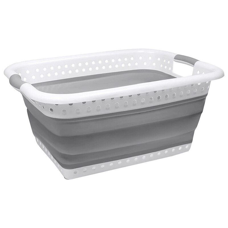Collapsible Laundry Basket - Foldable Pop-Up Storage Container - Square Space Saving Organizer- Portable PP+TPR Laundry Basket w