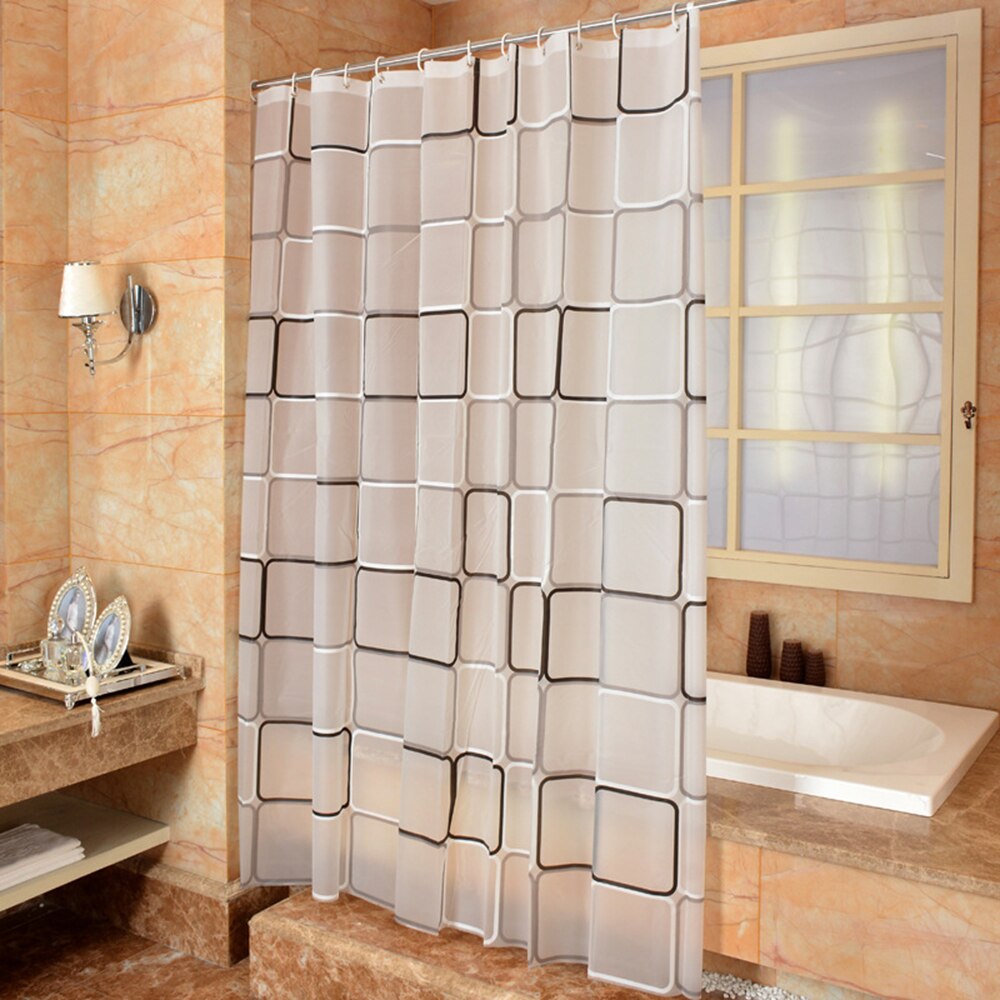 EHOMEBUY Klassieke Vierkante Douchegordijn Waterdicht Mildewproof Doorschijnend PEVA Gordijn Voor Badkamer Douche