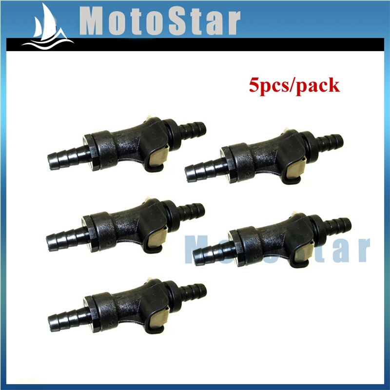 Fuel Gas Line Quick Connect Disconnect 5/16" For Motorcycle Atv Single Shut Off: 5 Pieces