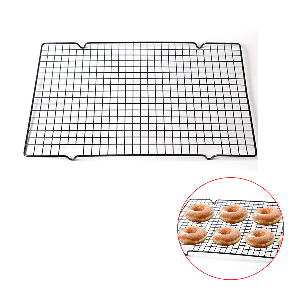 Carbon Steel Wire Grid Cool Rack BBQ Cake Cooling Shelf Safe Oven Kitchen Baking Tools