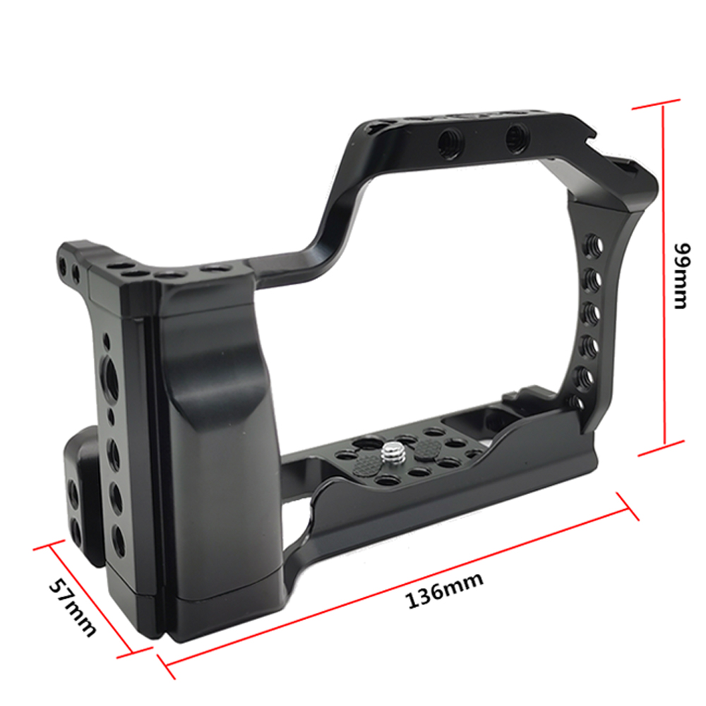 Metal Camera Cage Rig Handle Grip with Cold Shoe Mount 1/4 3/8in Screw Holes for Canon EOS M50/M5 Mirrorless Camera Accessories