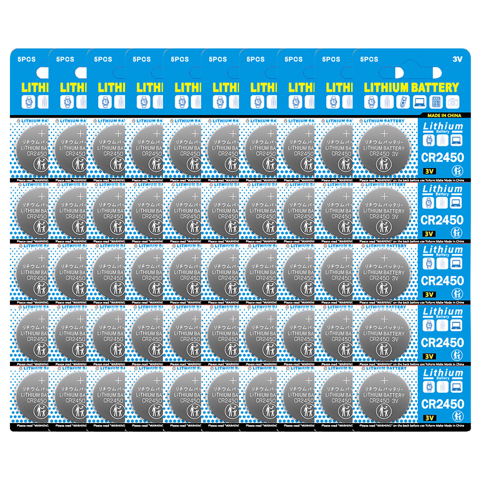 5-100pcs 3V CR2450 Button Batteries CR2450 5029LC LM2450 DL2450 CR2450N BR2450 600mAh Lithium Cell Coin Watch Battery: green