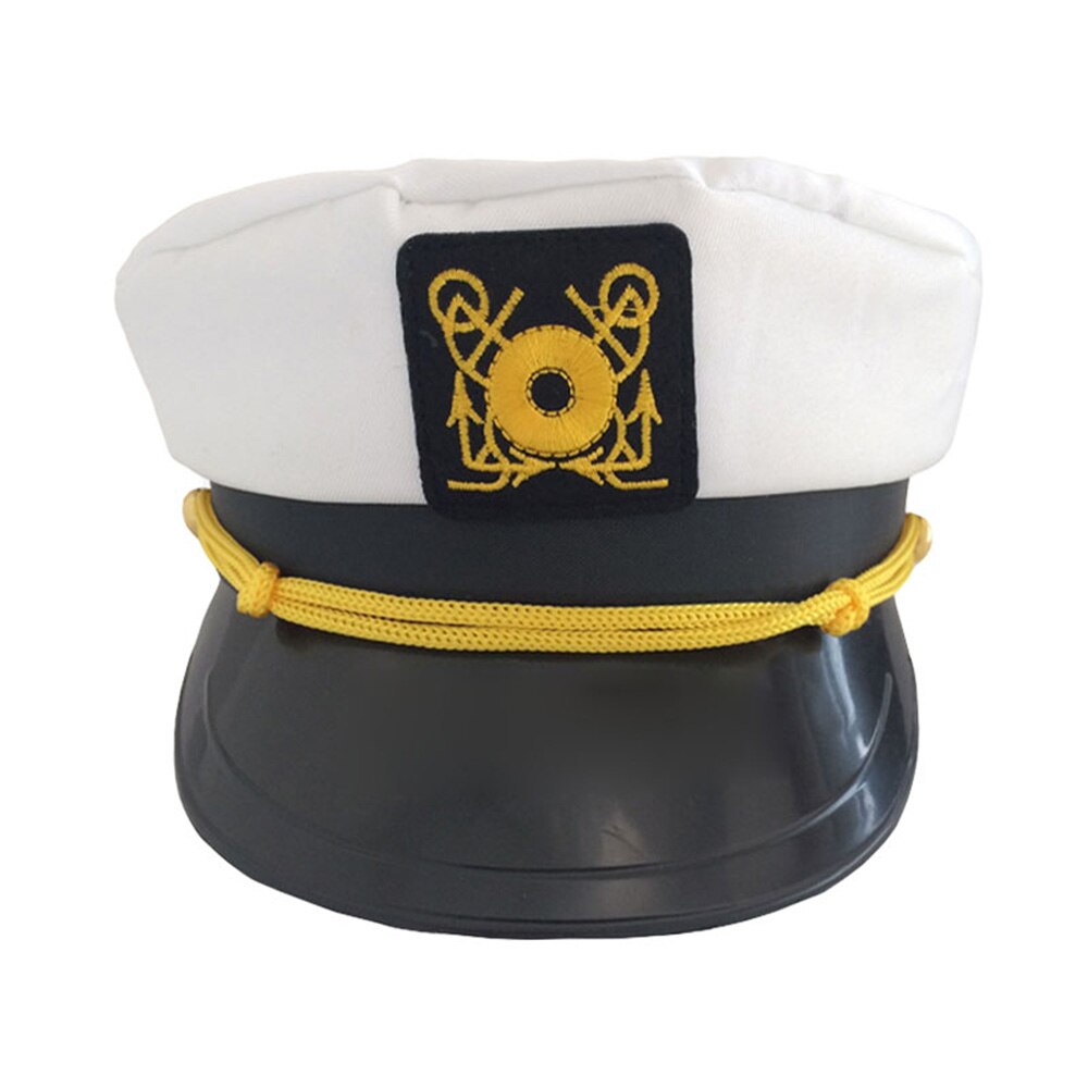 Navy cap flat top white adult adjustable and non-adjustable two polyester materials for comfortable wear: White