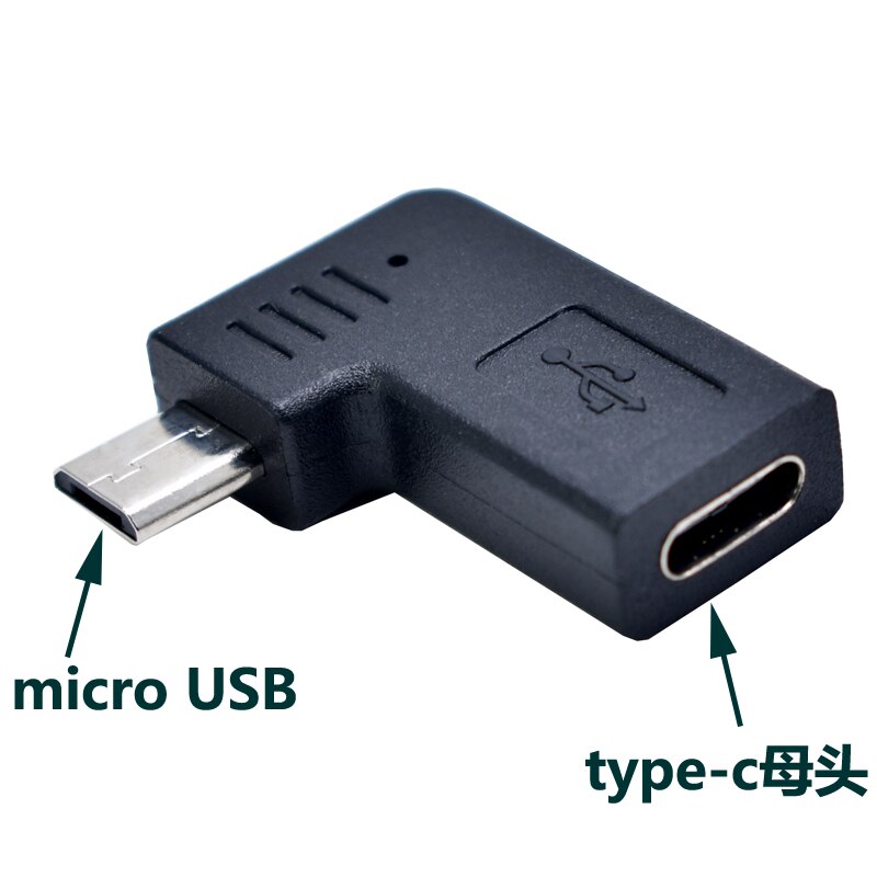 1pcs Micro Usb Male To Type-c Female to Micro usb Male 90 Degree Type C Charge data Adapter usb c male to Micro usb Female: micromale to Type c