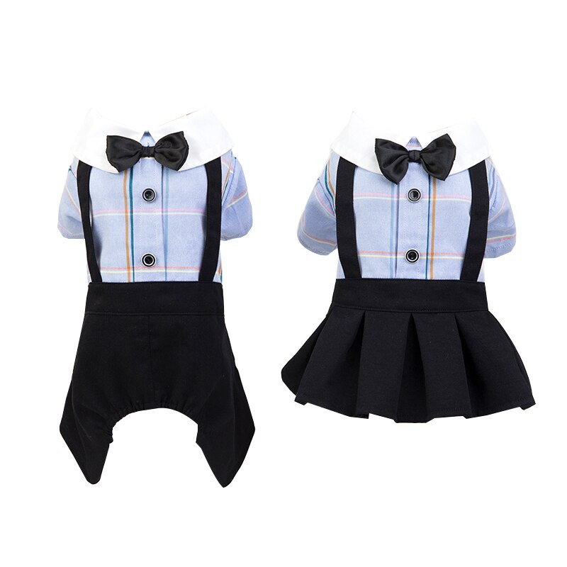 Tassband söt hund jumpsuit kostym husdjur student uniform liten hund kläder mjuk valp kjol hund klänning husdjur kläder för hund ropa perro