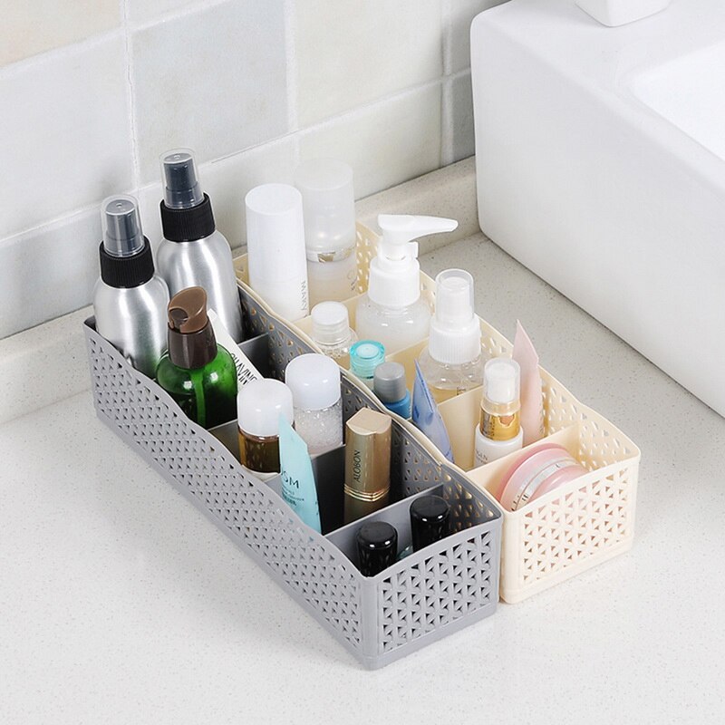 1Pc Multi-Function 5 Grid Sorting Box Underwear Storage Box Plastic Desktop Drawer Classification Stackable Storage Organizers