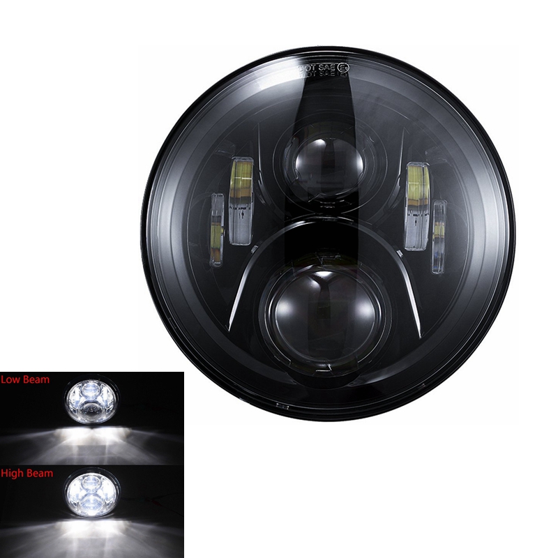 Faro LED de 7 pulgadas para motocicleta, alto y bajo de haz lámpara de luz, H4: Gris oscuro