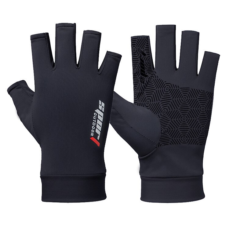 Guantes de Pesca con protección solar para hombre, manoplas de secado rápido transpirables para exteriores, ropa deportiva, verano, FPS 50: black
