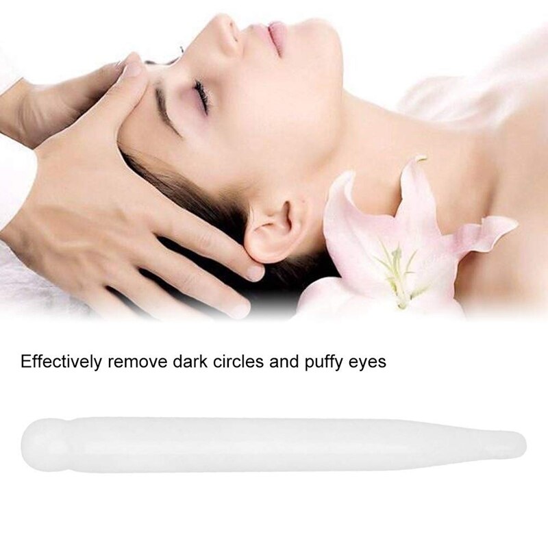 Acupuncture Pen - Massager Jade Roller Natural White Jade Roller Face Care Tool Stone Acupuncture Therapy Point Massage Stick