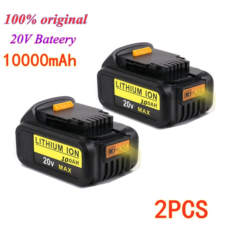 DCB206-Batería de 20V para herramientas eléctricas Dewalt, 100% Original, 10000mAh, 20V, 10,0 Ah, DCB206, batería de 20V, DCB204-2 DCB205 3 piezas,: 2 pcs