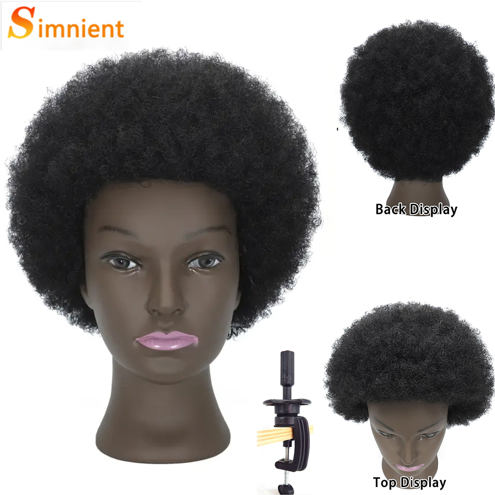 8 Inches Afro Mannequin Head Hair Traininghead Styling Head Braid Hair Dolls Head for Practicing Cornrows and Braids