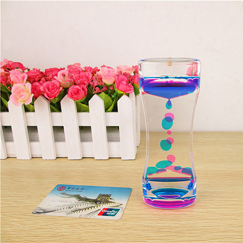 1pc Farbe Zufällig Schwimm Illusion Timer Flüssigkeit Bewegung Acryl Timer Visuelle Öl Ornament Glas Uhr Heimat Dekorationen: Ursprünglich Titel