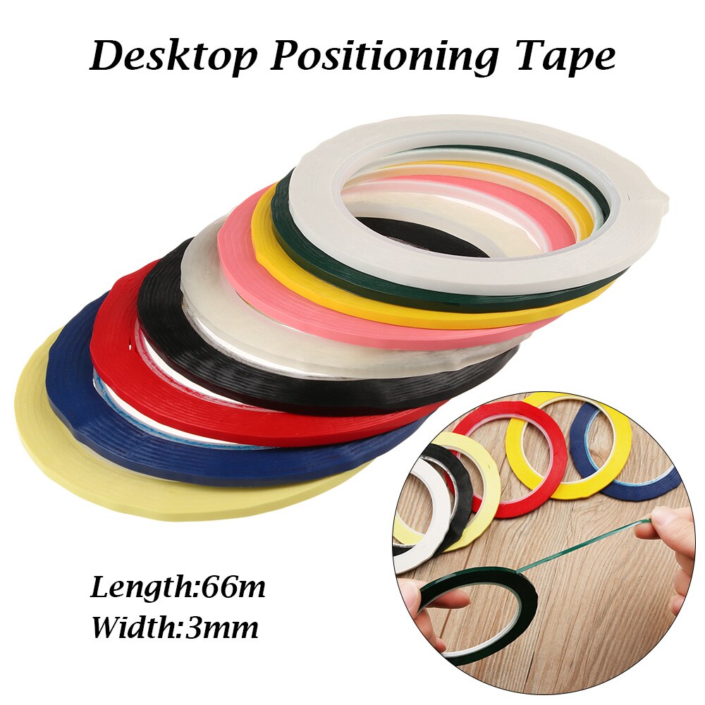 1Pcs 3mm Length 66M 5S Desktop Positioning Tape Multicolor Marking Tape Warning Color Blackboard Drawing Grid Scribing Tape