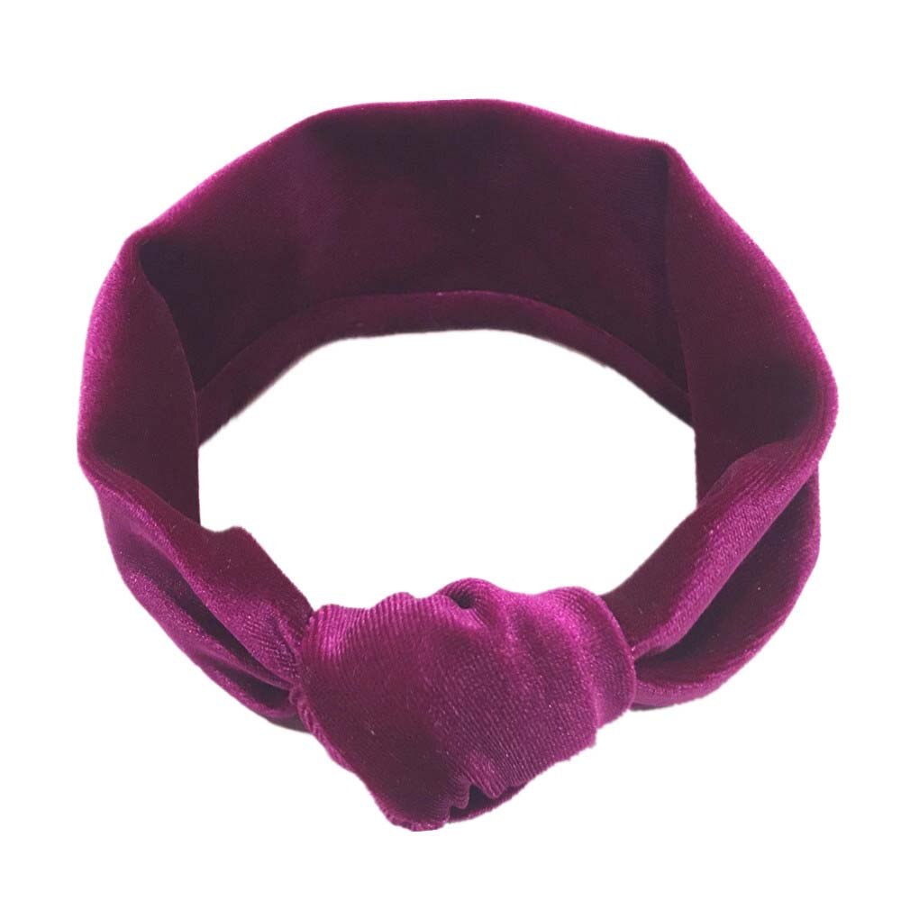 Linda diadema de terciopelo con lazo grande para niña 11 colores turbante anudado cinta para el pelo para infantes accesorios para niños: purple