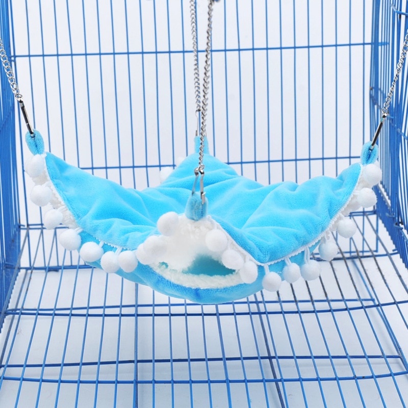 Haustier Ratte Vogel Hamster Hängematte Doppel Schicht Gemütliche Rest Bett Warme Weiche Hängen Haus Ebene Mäbenutzen Schwein Frettchen Papagei Eichhörnchen haus Bett: Blau / S 15x15cm