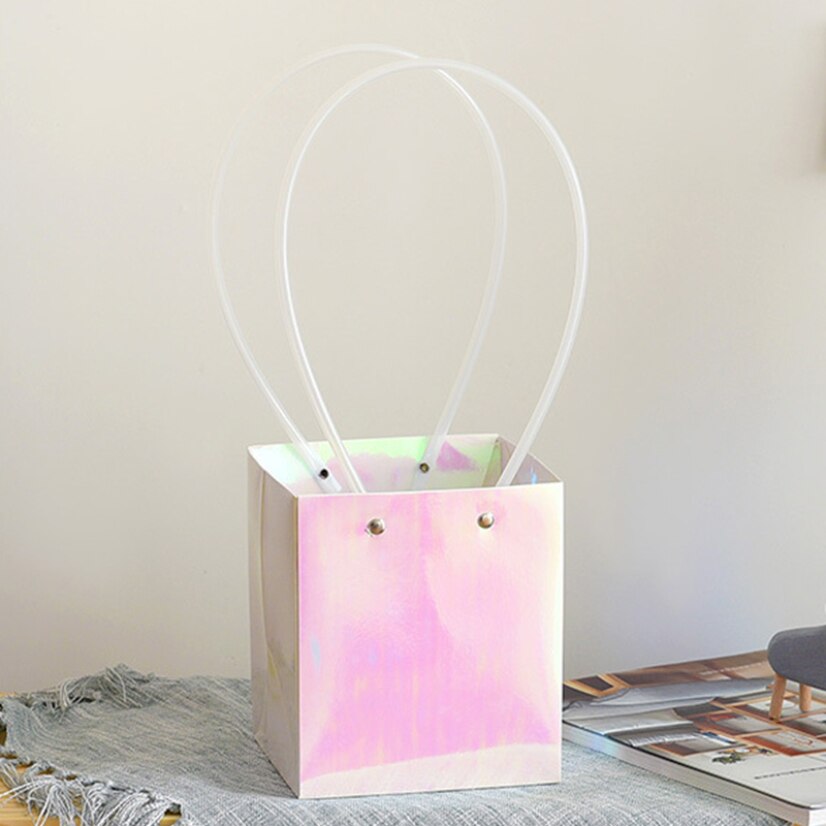 Colorful Box Flower Packaging Bags Handbag Flower Box for Women Wedding Groomsmen Box Kraft Candy Business Supplies: 13x13x15cm