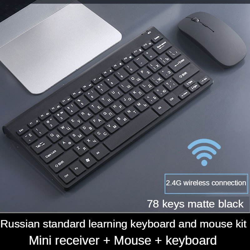 Bluetooth-compatible 2.4GHz Silent Bluetooth Wireless Keyboard and Mouse Combo Slim Keyboard Optical Mouse Set Russian Layout