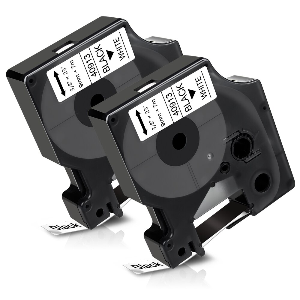 Topcolor 40913 D1 Etichettatura Nastro Compatibile Dymo Nastro 40913 Nero su Bianco 9 millimetri 7m per Dymo Label Maker etichettatrice LabelManager PnP: 2 pieces