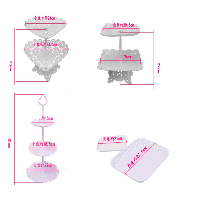 3 Tier Food Grade Plastic Fruit Dessert Plate Cake Stand Wedding Birthday Party Decor Macaron Plates 2 Tier