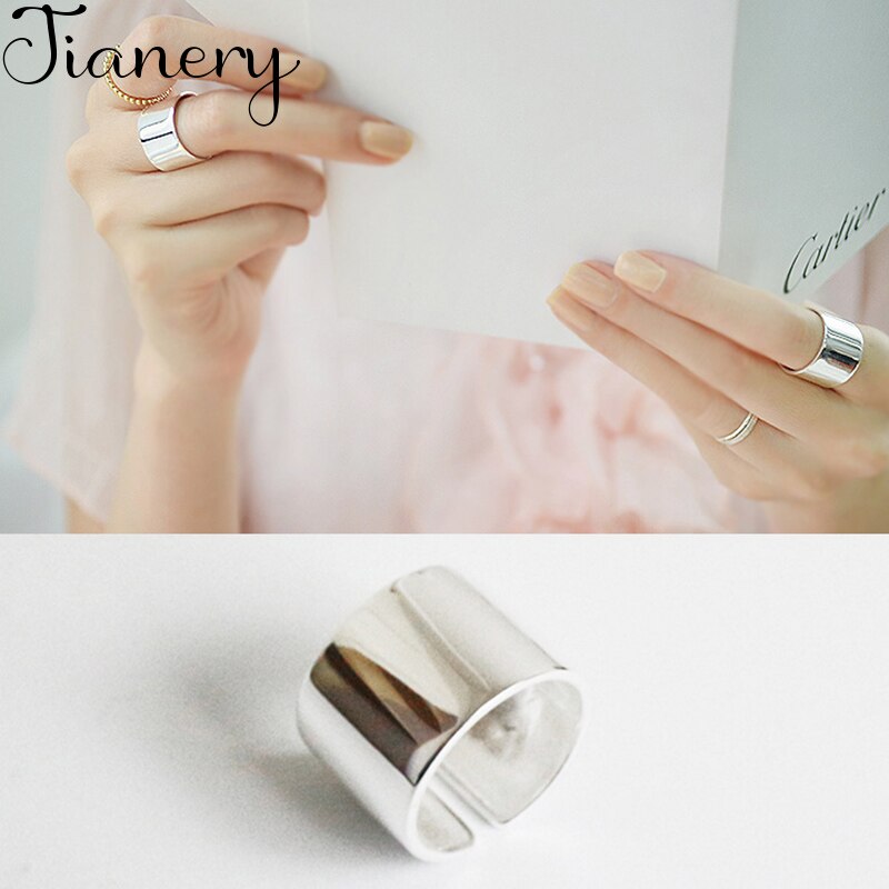 Jianery Vintage Grote Zilveren Kleur Gladde Ringen Voor Vrouwen Bohemian Vinger Ring Vrouwelijke Sieraden