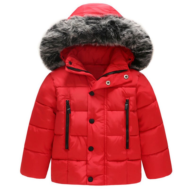 Children Kids Winter Thick Hooded Outerwear Baby Boys Girls Jacket Coat Christmas Warm Parka Cotton-Padded Clothes Snow Wear: Red / 3T
