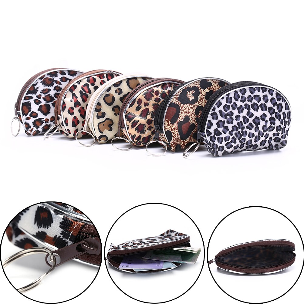 2 pçs mulheres moeda bolsas senhora retro vintage leopardo zíper pequena carteira mudança bolsa titular do cartão de embreagem bolsa aleatória