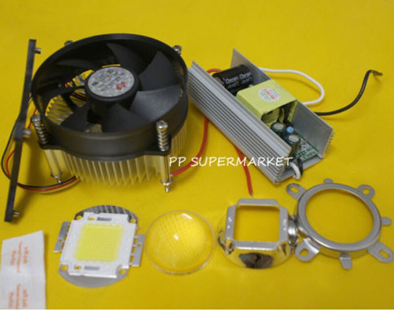 Luz LED blanca de alta potencia, 100W, 100 vatios, disipador térmico, controlador LED de 100W
