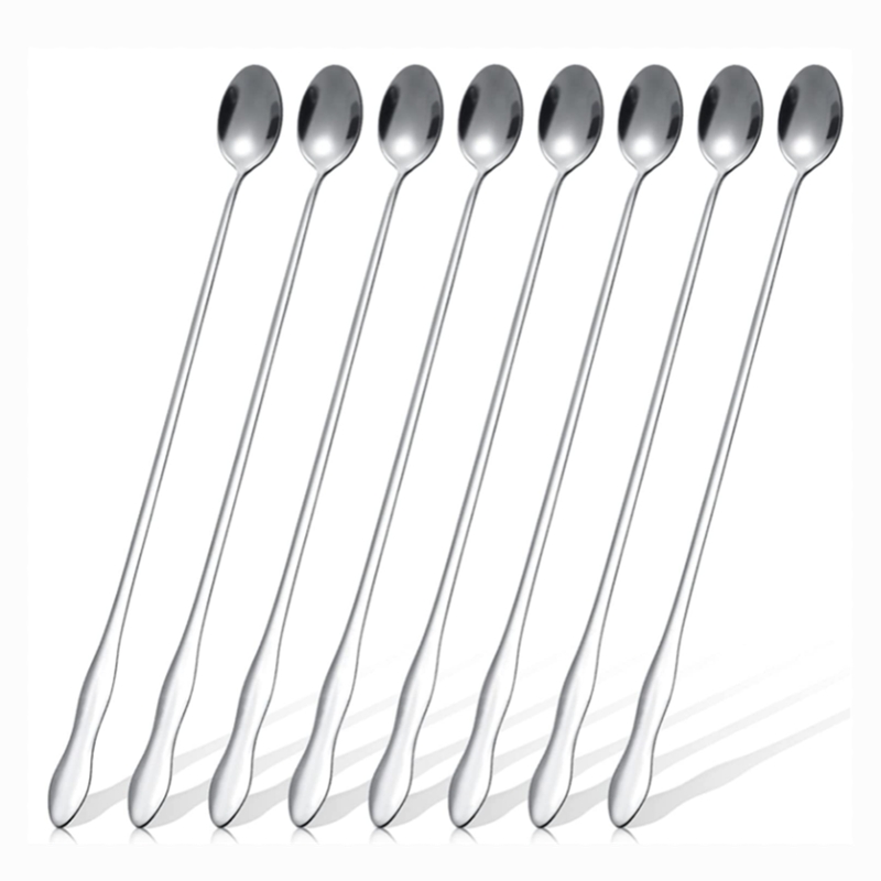 8 Pcs Bar Lepel Roeren Lepels Cocktail Lepel Lange Steel Menglepel Iced Theelepels Koffie Lepel Ijs Lepel: Default Title