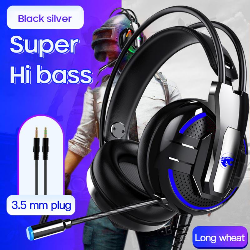 Casque filaire ordinateur portable jeu casque lumineux avec Microphone 4D effets sonores lumineux graves lourds écouteurs pour PC: black No light A18