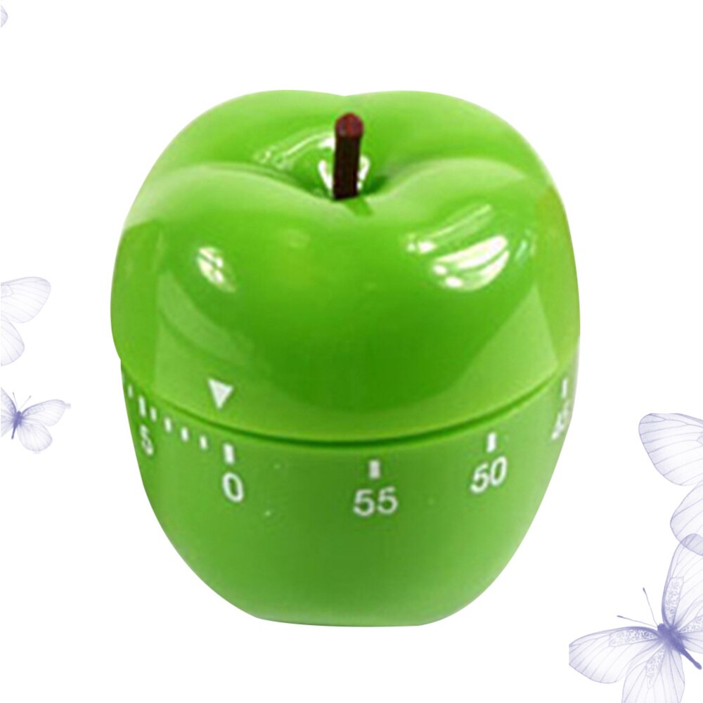 Minuterie mécanique en forme de Fruit, 1 pièce, compte à rebours à usage domestique, minuterie de cuisson manuelle, rappel de cuisine (pomme verte)
