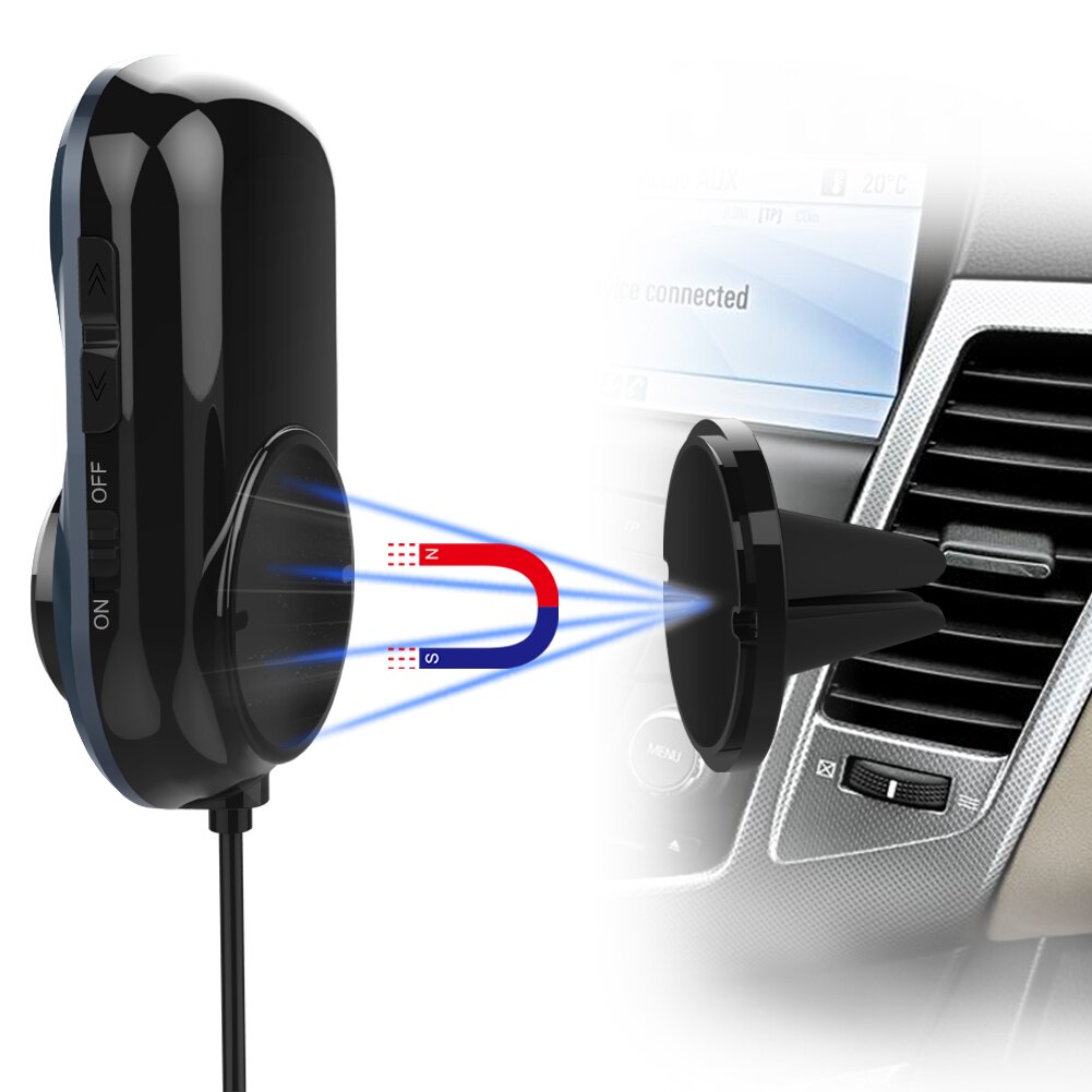 Onever-reproductor de MP3 para coche, Base magnética con Bluetooth, Kit de coche transmisor FM, USB Dual, manos libres, cargador de coche, modulador FM